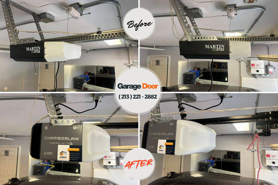 Before and after: garage door repair Long Hill, CT
